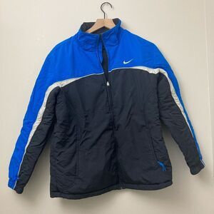 Vintage Nike Jacket Boys XL Blue Puffer Windbreaker Reversible Youth Kids